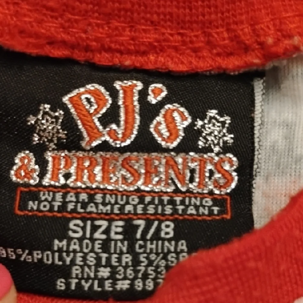 Girls 7/8 Festive Reindeer Kids Pajama Set - Red and White
